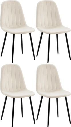Clp Clp - Juego De 4 Sillas De Comedor Baxter En Terciopelo Blanco Crema