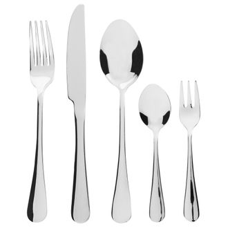 Beliani Cuberter&iacute;a Moderna Conjunto 30 Cubiertos Para 6 Personas Cuchillo Tenedor Cuchara Cucharilla Tenedor Para Postre Acero Inoxidable Plateado Fusilli