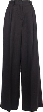 Max Mara Wijde broek van viscose en linnen - Dames - Wijde Broeken - Zwart - 2XS - Linnen - Broeken