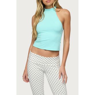 Edikted Ikara Halter Bikini Top in Aqua at Nordstrom, Size X-Small