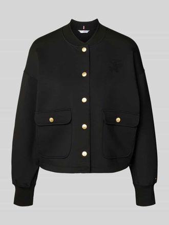 Tommy Hilfiger Regular Fit Bomberjacke aus Baumwoll-Mix Modell GOLD BUTTON BOMBER in Black, Gr&ouml;&szlig;e XL