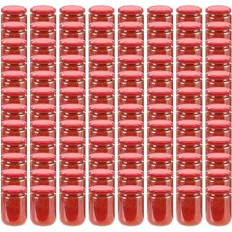 vidaXL Vidaxl - Tarros De Mermelada De Vidrio Con Tapa Roja 96 Unidades 230 Ml