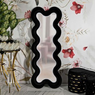 Dmora Espejo Bazasi, Marco Moldurado, Forma Rectangular, Tipo De Pared, 58x160h Cm Negro