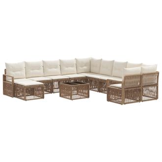 vidaXL Conjunto De Sof&aacute;s De Jard&iacute;n 12 Pcs Beige Rat&aacute;n Sint&eacute;tico Vidaxl