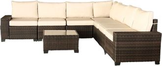 Concept Usine Conjunto de muebles de jardin en esquina para 7 plazas en resina tejid
