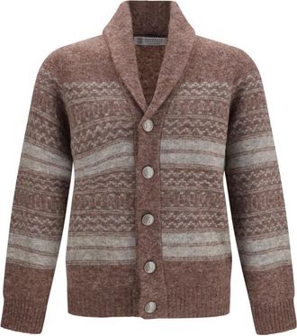 Brunello Cucinelli Brown Shawl Neck Cardigan