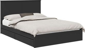 vidaXL Cama Con Almacenamiento Negro 140 X 190 Cm Madera De Ingenier&iacute;a Vidaxl