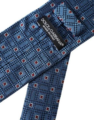 Dolce & Gabbana Geometric-Patterned Silk Necktie - Blue