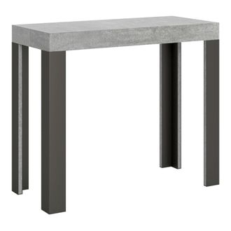 Itamoby Consola extensible 90x40/196 cm efecto madera gris cemento, hierro