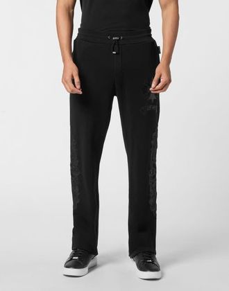 Philipp Plein Jogging Pants With Leather Inserts Chrome Crest Men in Black at Nordstrom, Size X-Small/small