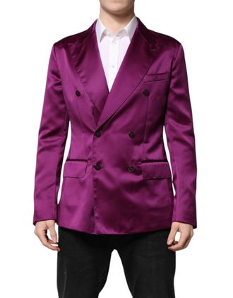 Dolce & Gabbana Purple Double Breasted Men Suit Coat Blazer Polyester