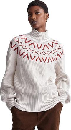 Varley Marcie Fairisle Yoke Knit Womens Sweater Silver Birch : XL, Nylon/Polyester/Viscose