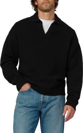 Joe's Relaxed Johnny Collar Wool Sweater in Black at Nordstrom, Size Xx-Large