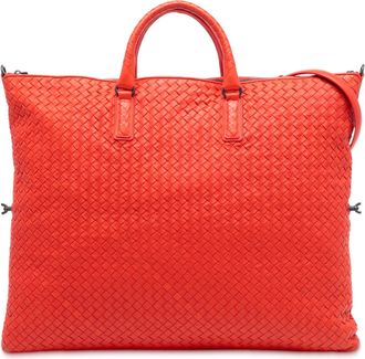Bottega Veneta Red Maxi Intrecciato Nappa Convertible Satchel