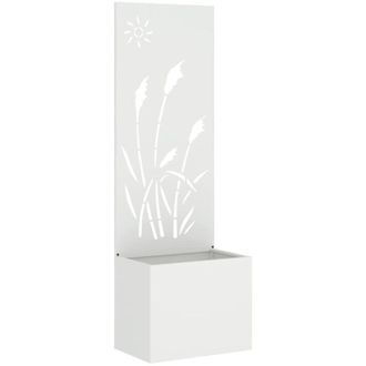 vidaXL Macetero De Jard&iacute;n Con Panel Decorativo Blanco 50 X 140 Cm Vidaxl