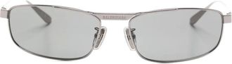 Balenciaga logo-engraved rectangle-frame sunglasses - Silver