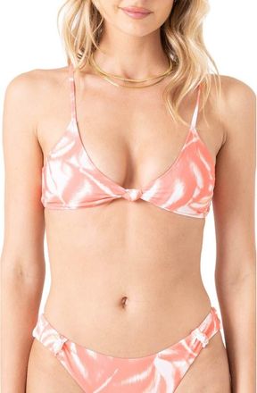 Roxy Palm Haze Knot Bikini Top in Coral Multi at Nordstrom, Size X-Large