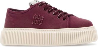 Miu Miu Womens Allacciate Sneaker Burgundy Calfskin