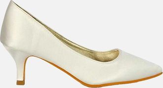 XY London Womens XY London Womens/Ladies Gwyneth Pointed Mid Stiletto Kitten Court Shoes - Cream - Size: 5