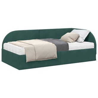 vidaXL Estructura De Cama Esquina Con Colch&oacute;n 2 Pcs Verde Terciopelo Vidaxl