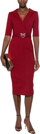 Pinko Wikkeljurk - Dames - Wikkelkleedje - Rood - L - Leer - Kleedjes