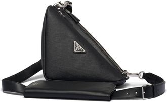 Prada Triangle Saffiano-leather shoulder bag - men - Leather/Recycled Nylon - OS - Black