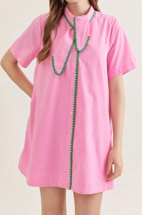 Entro Rosie Scarf Neck Mini Dress In Bubblegum Pink