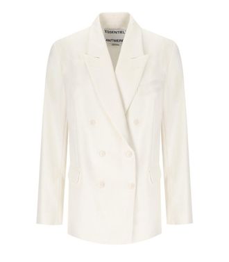 Essentiel Hollow White Pinstriped Double-Breasted Jacket