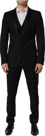 Dolce & Gabbana Martini Slim Fit Formeel 3-Delig Pak - Heren - Business pakken - Grijs - M - Wol - Kostuums