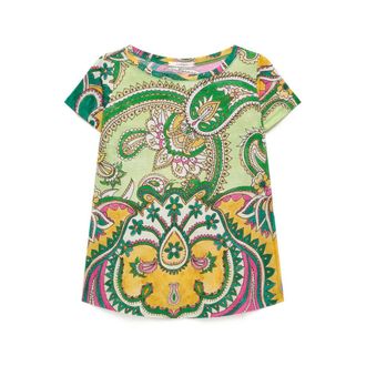 Maliparmi Blouses, female, Green, Size: XS Summer Nomade Prints T-shirt