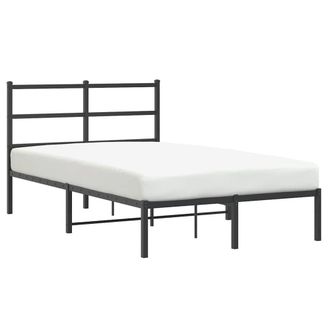 Berkfield Home Metal Bed Frame without Mattress with Headboard Black 120x190cm | Size: 120x190 cm