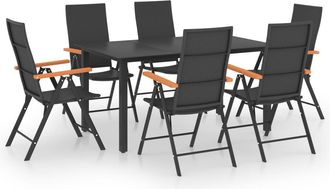 vidaXL Juego De Comedor Para Jard&iacute;n 7 Piezas Negro Y Marr&oacute;n Vidaxl