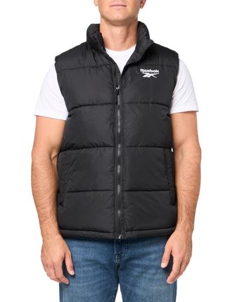 Reebok Mens Classic Puffer Vest Jacket, Black, XL