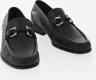 Ferragamo Hammered Leather Loafers GRANDIOSO with Front Bit Salvatore Ferragamo
