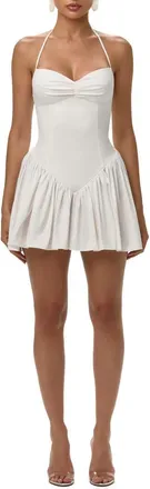 Naked Wardrobe Shirting Halter Minidress in Off White at Nordstrom, Size X-Large
