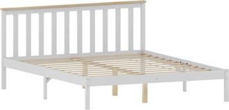 Home Discount Milan King Wooden Bed, Low Foot End with Gel Memory Foam Pocket Spring Mattress, White & Pine