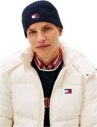 Tommy Jeans Gebreide muts met kernlogo voor volwassenen (Donkere marine)