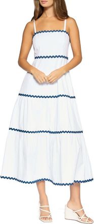 Lost + Wander Luciana Tiered Maxi Sundress in White-Navy at Nordstrom, Size X-Small