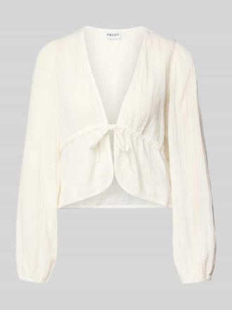Pieces Regular Fit Langarmbluse aus reiner Baumwolle Modell SASTINA in Offwhite, Gr&ouml;&szlig;e XL