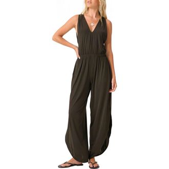 PQ Swim Joanne Cover-Up Jumpsuit in Midnight at Nordstrom, Size Medium