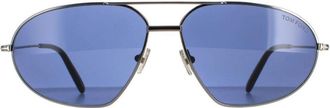 Tom Ford Aviator Mens Shiny Gunmetal Blue Bradford FT0771 - Grey - One Size