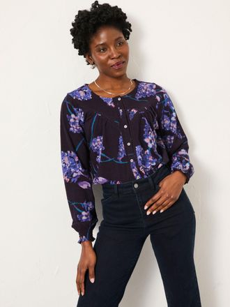 Fat Face FatFace Wren Purple Heritage Floral Wren Print Round Neck Top