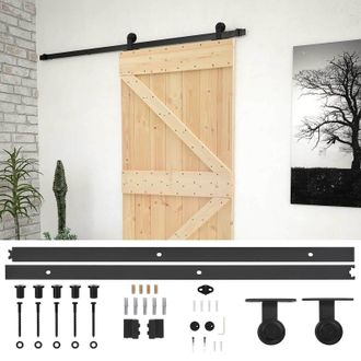 vidaXL Puerta Corredera Natural Y Negro 80 X 210 Cm Vidaxl