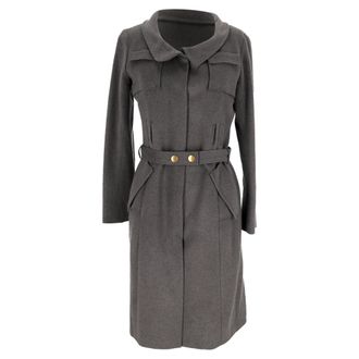 Roland Mouret Belted Coat in Grey Wool