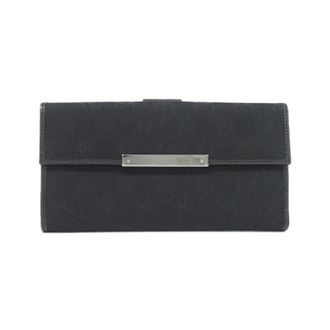 Gucci Black Gg Canvas Leather Long Wallet (Tri-Fold) (Pre-Owned)