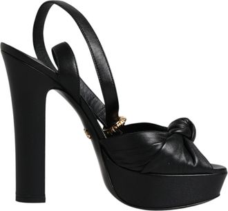 Dolce & Gabbana Black Leather Platform Heels Sandals Womens Shoes (Pre-Owned)