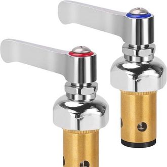 OEM Conjunto De V&aacute;stago Para Agua Fr&iacute;a Y Caliente Para Manija De Grifo De Lat&oacute;n T&s, V&aacute;lvula Eterna, Reemplaza 002713-40 002714-40 (1 Par Rojo Azul)