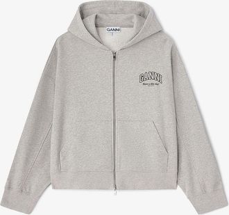 Ganni Grey Zip Hoodie - Size XXS Organic Cotton