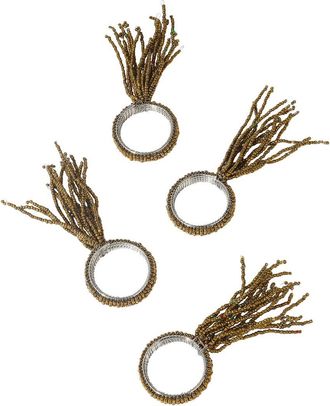 Tiramisu Set Of 4 Golden Tassel Grass Napkin Rings