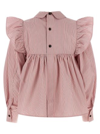 Ganni Striped Cotton Blouse - Pink